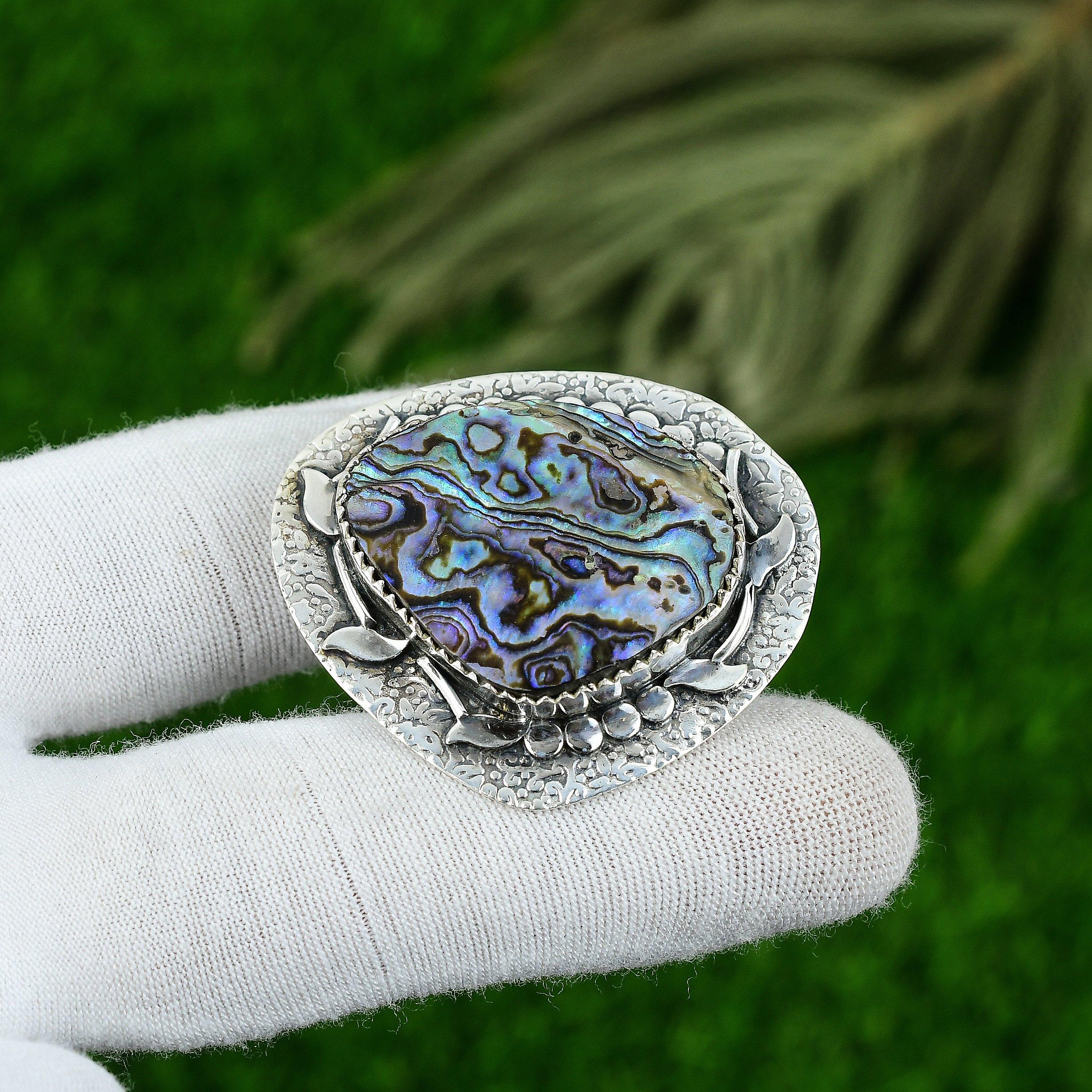 Natural Abalone Shell Gemstone Jewelry 925 Sterling Silver Pendant For Women