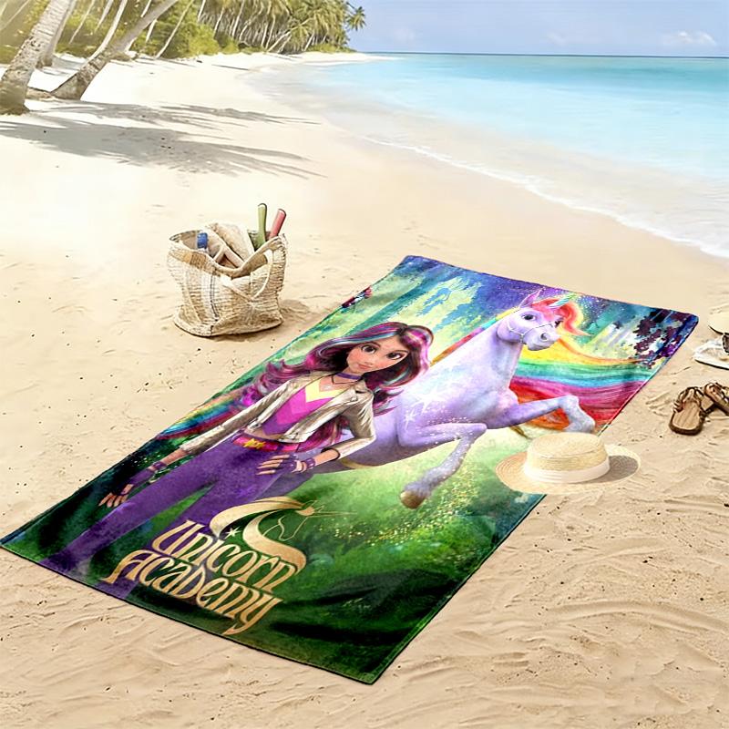 Asciugamano da Spiaggia Stampa Unicorn Academy, Asciugamano Grande Morbido Asciugatura Rapida per Spiaggia Campeggio Nuoto