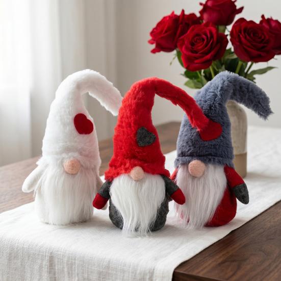 DIY Christmas Crafts Faceless Doll Ornament, Plush Gnome Decoration for Home, Xmas Fireplace Hanging Ornaments Figurine with Heart Cap, Ornament Party