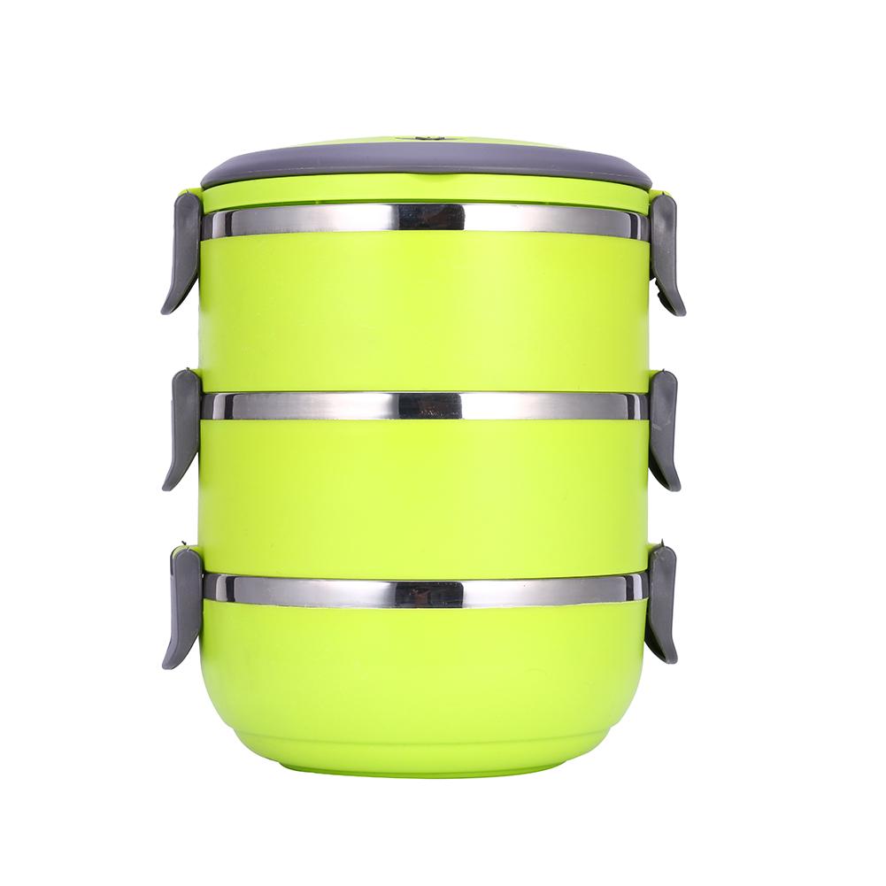 Round 3 Layer Durable Stainless Steel Lunch Box Bento Picnic Food Container