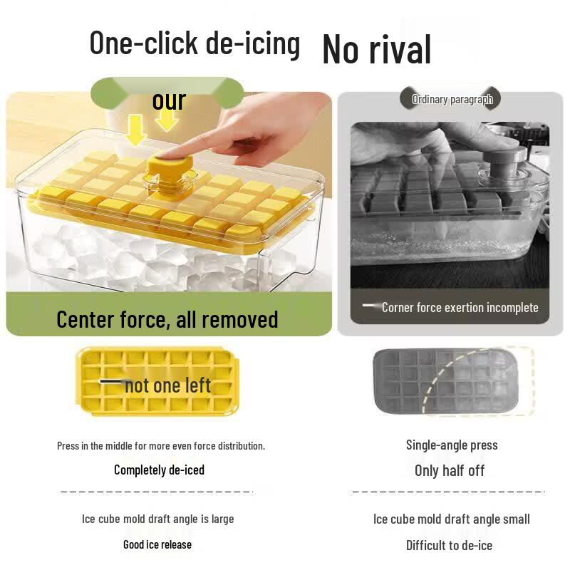 Press-Type Ice Cube Maker with Lid