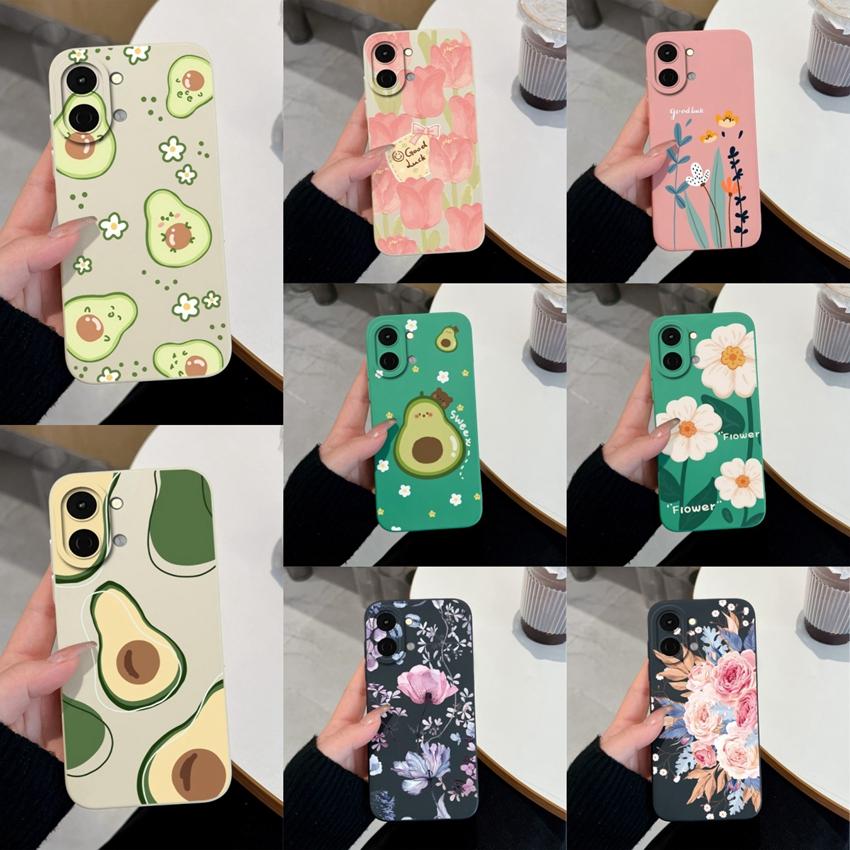 Lovely Back Cover For Tecno Spark Go 3 2 1S Pova 7 Ultra Pro Spark 40 40C 30 Phone Bags Cute Avocado Pretty Flowers Shell Soft Silicone Anti Slip Case
