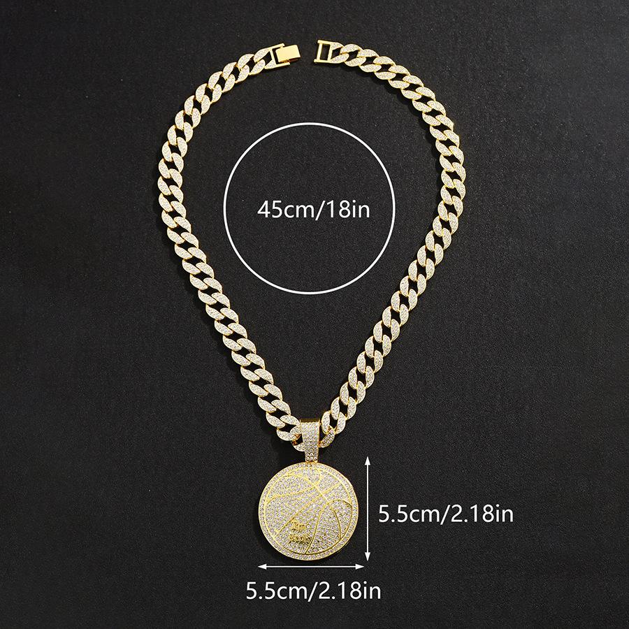 Hip Hop Alloy Letter Imbcak Pendant Necklace for Men, Street Cuban Chain Adorned with Diamonds, Basketball Necklace