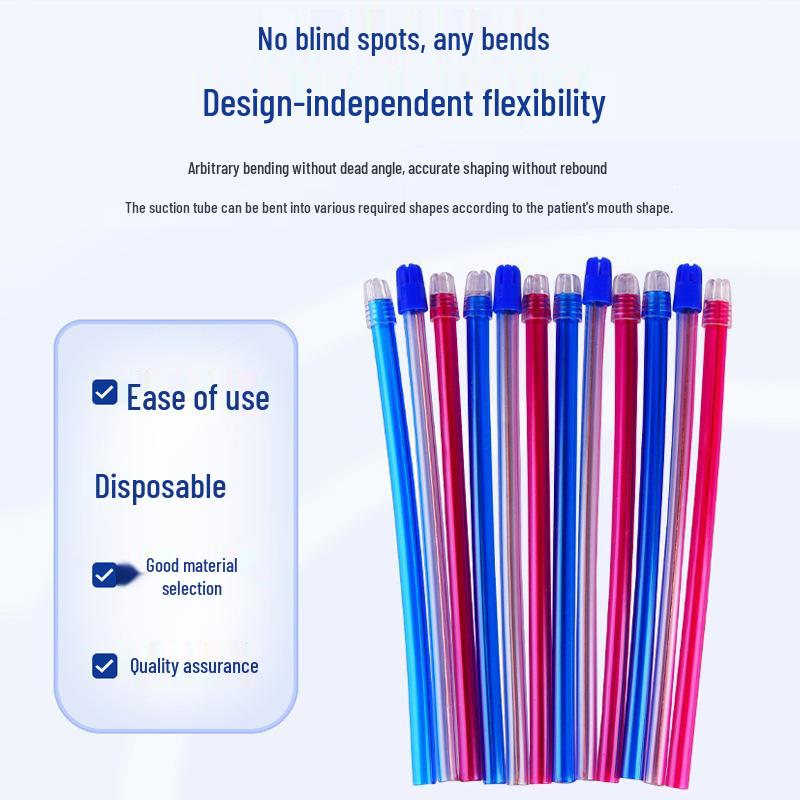 Dental Disposable Saliva Suction Tube for Teeth Beautification & Implant Surgery, Bent & Weak Suction Oral Consumable