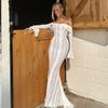 Uthult blonder Ryggløs Slim Lang Kjole Kvinner Stroppeløs Snøring Off Shoulder Kjoler Chic Ny Sexy Kvinne Fest Klubb Kapper