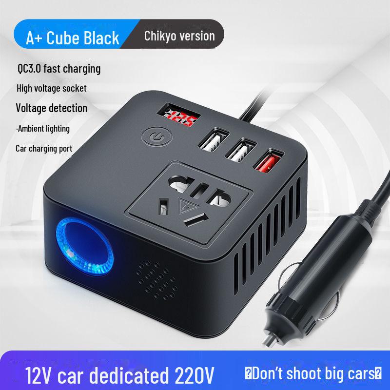 

Универсальное автомобильное зарядное устройство-инвертор 12 В/24 В - 220 В с разъемом быстрой зарядки USB QC3.0