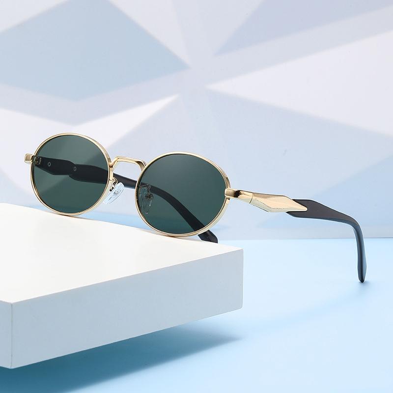 

New Sunglasses Women Elliptical Metal Sun Glasses Fashion Retro Trend Street Photography High End Sensation Eyeglasses Uv400