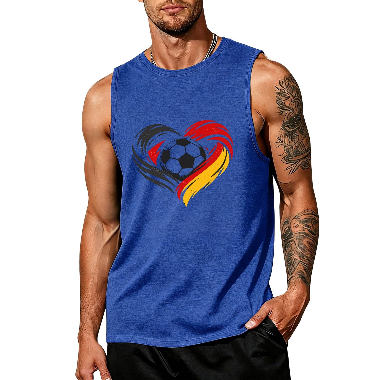 Men s Sleeveless Sports Tank Top Soccer Fan Support Vest Lightweight Breathable Athletic Shirt for Outdoor Training and Casual Wear XXXXL синий