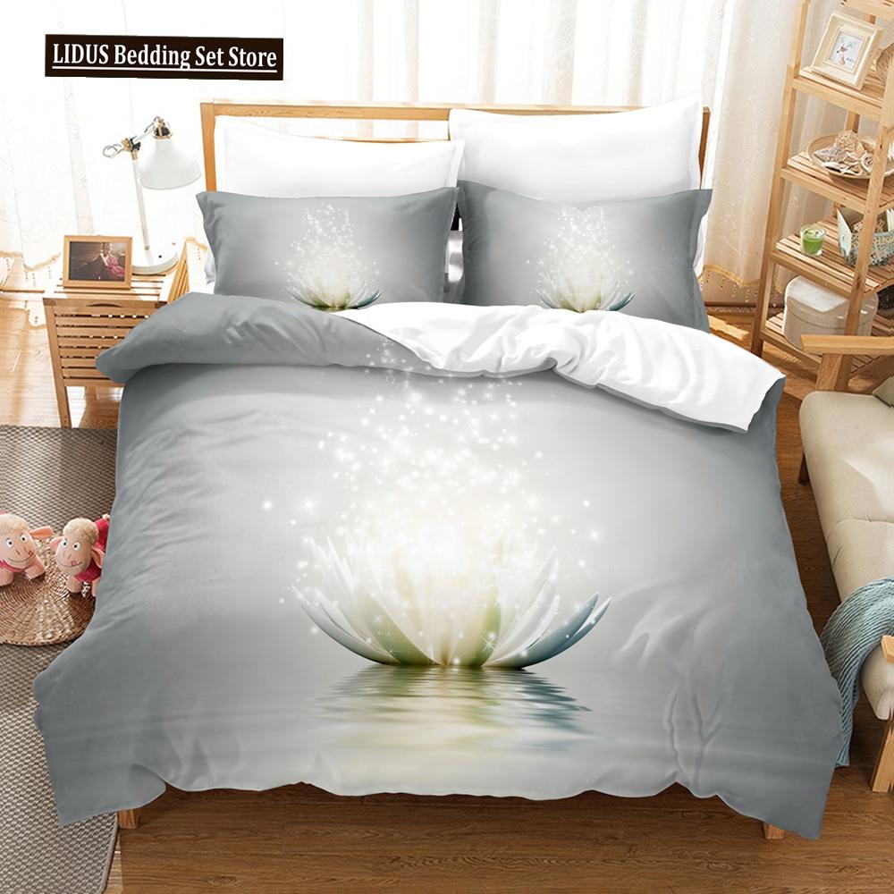 Flowers Bedding Set Colourful Flower Plant Duvet Cover Set King Queen Full Size For Kids Women Girls Polyester Comforter Cover