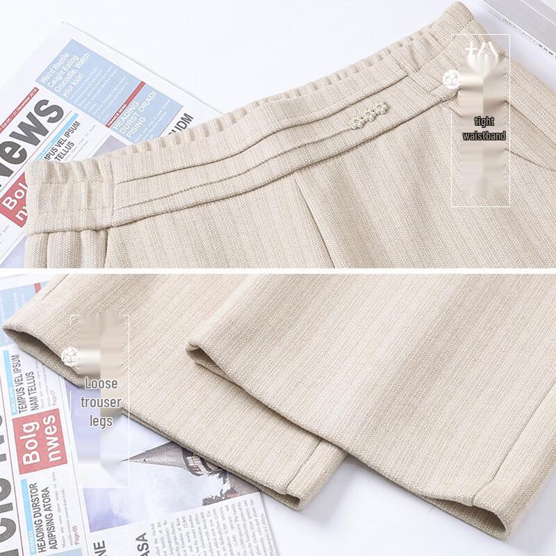 Women's High-Waisted Straight Leg Cashmere-Feel Casual Trousers for Middle-Aged Mothers