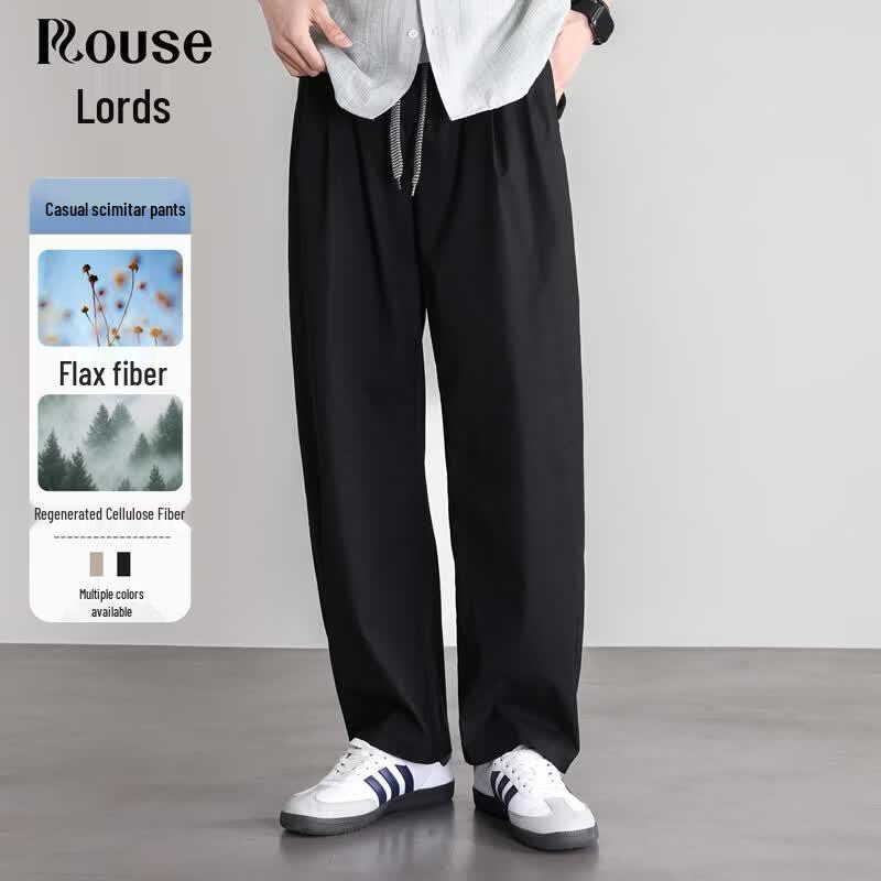 LUOZI Men s Summer Linen Blend Loose Straight Casual Pants 185