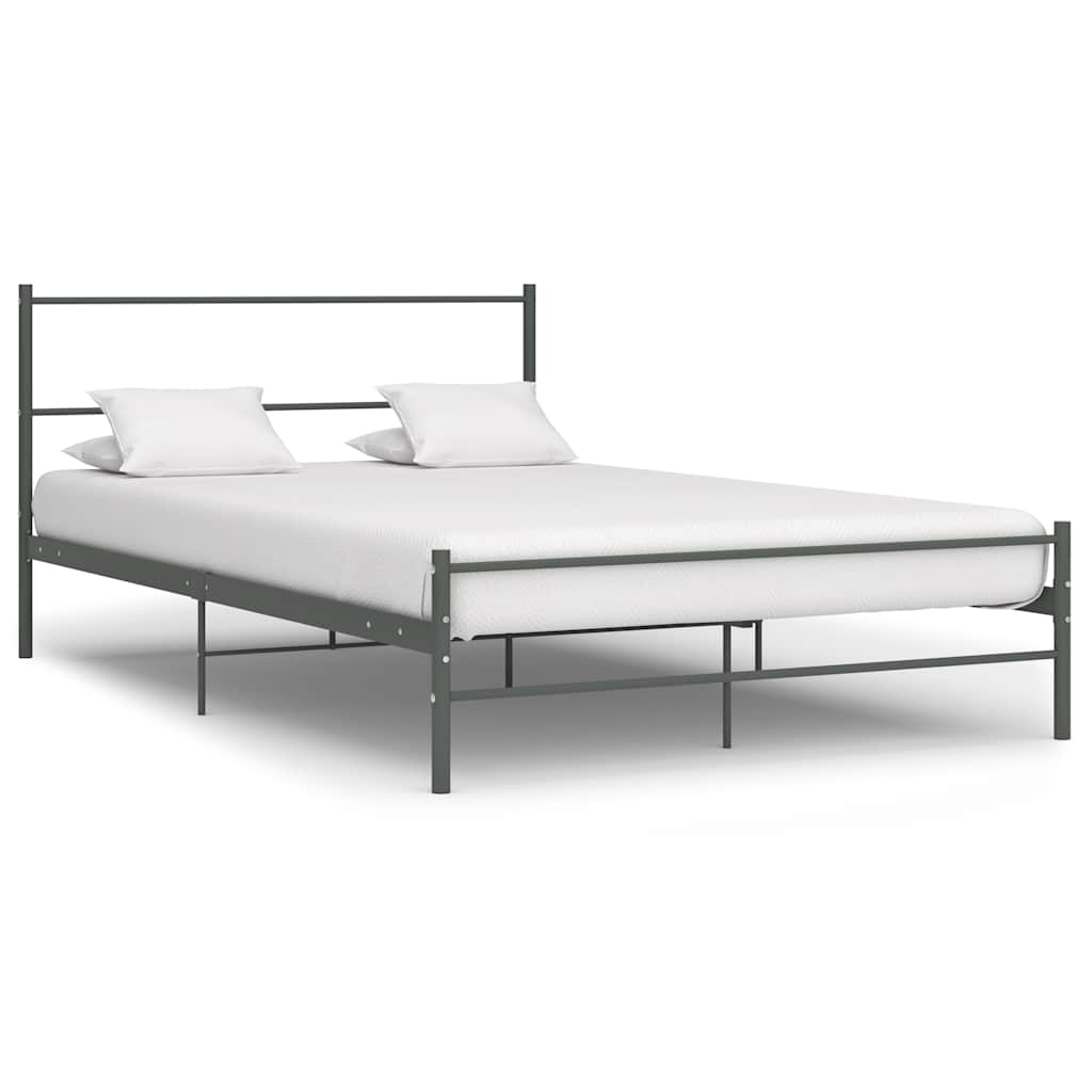 Double Bed Frame Gray Metal 120 X 200 Cm
