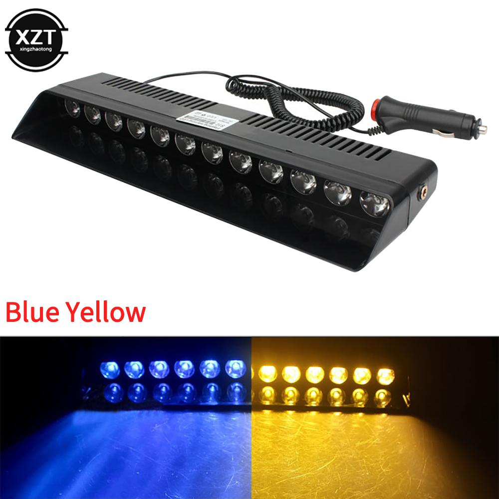 Car Strobe Flashing Lights Lamp 12LED Red/Blue/Amber/Yellow/White Police Led Flasher Emergency Warning Light For Car 12V 12W