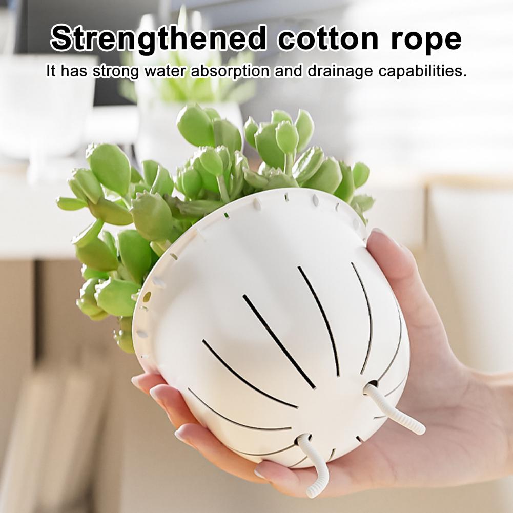 Water Storage Plant Pot Self Watering Flowerpot with Visible Double Layer Rope Planter for Indoor Plants Orchids Herb Gardening