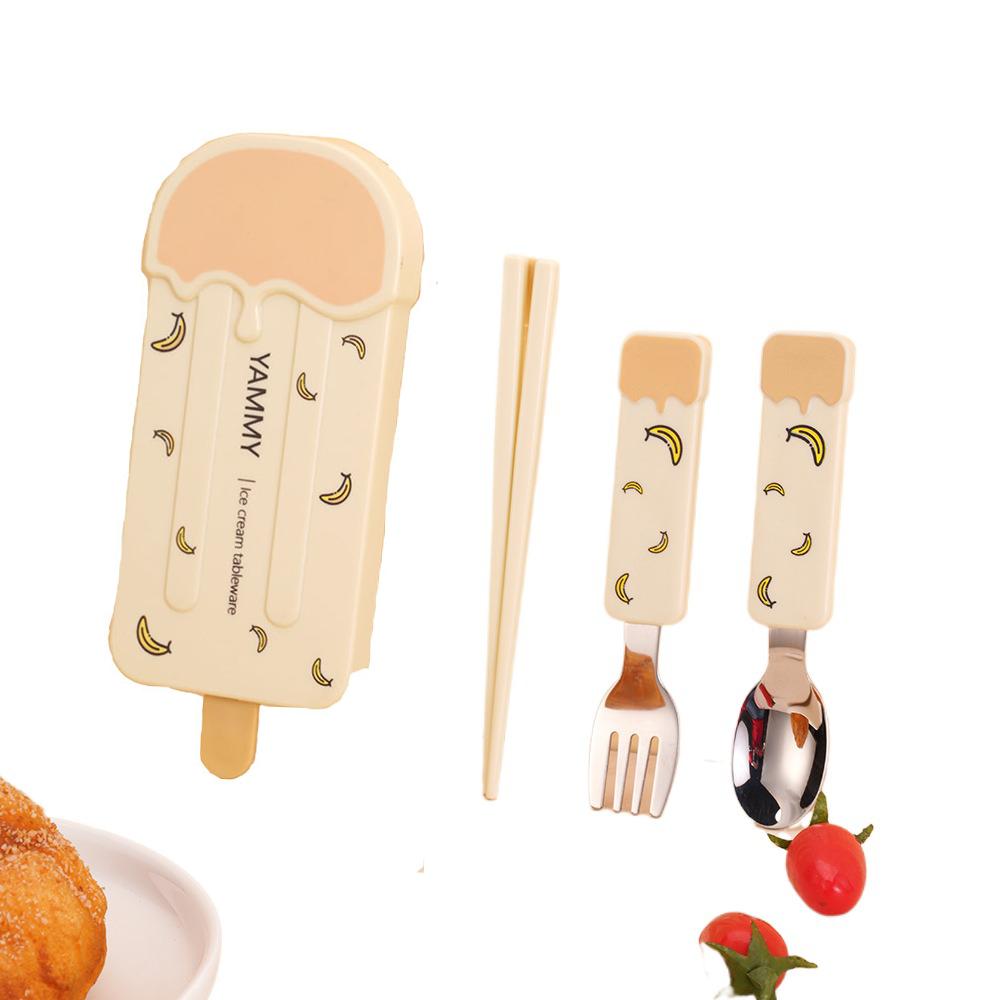 

New 304 Stainless Steel Chopsticks Fork Spoon Set Reusable Portable Chopsticks Cutlery Set Non-Slip Tableware Set Home Use жёлтый