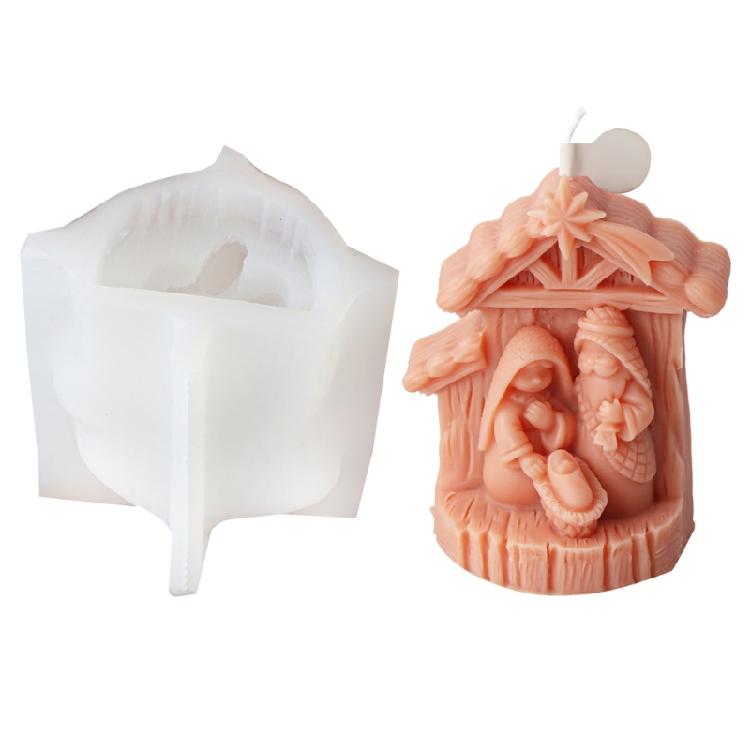 Jesuses Family Candle Molds Casting Molds Silicone Mould for Table Decorations