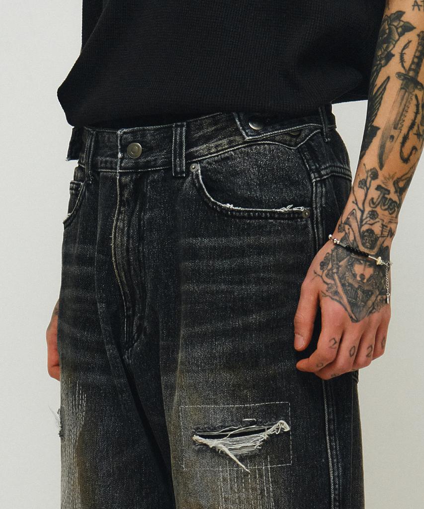 ENDOOR Archive Repair Denim Pants (Black)