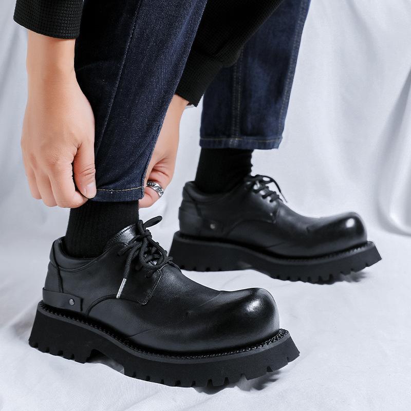 Big Head Derby Shoes Platform Casual Leather Shoes Commuter Trendy Men Mickey Shoes New Retro Small Leather Shoes 66689-R