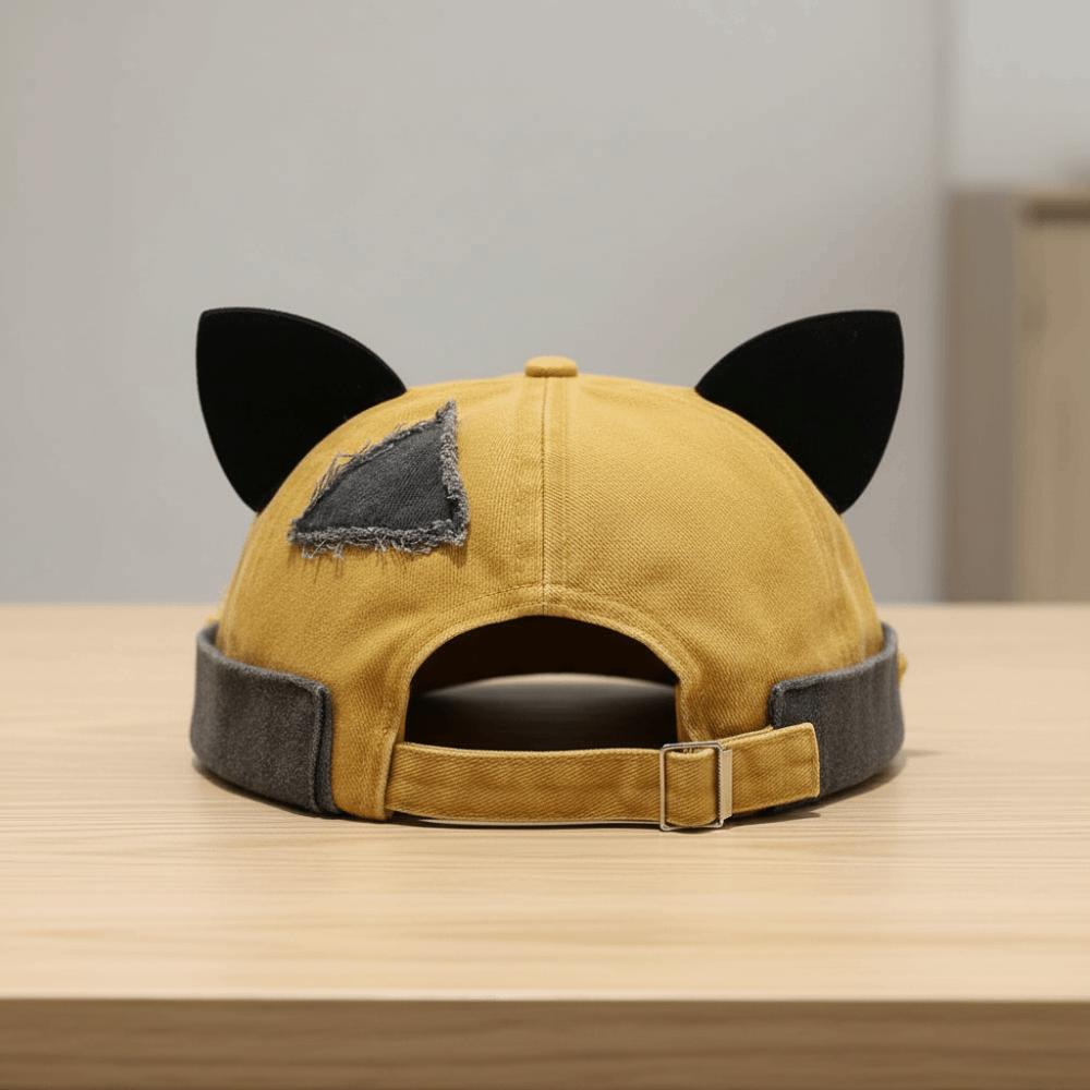 Adjustable Melon Docker Cap Cute Cat Ears Retro Skullcap Retro Style Beanie Hat  Outdoor
