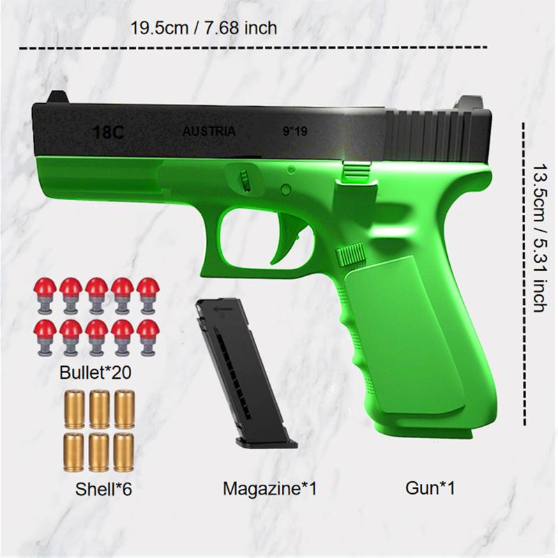 Black Glock Automatic Shell Ejection Soft Bullet Toy Gun G18 Airsoft Pistol Armas Children CS Shooting Weapons Gun Toy for Boys