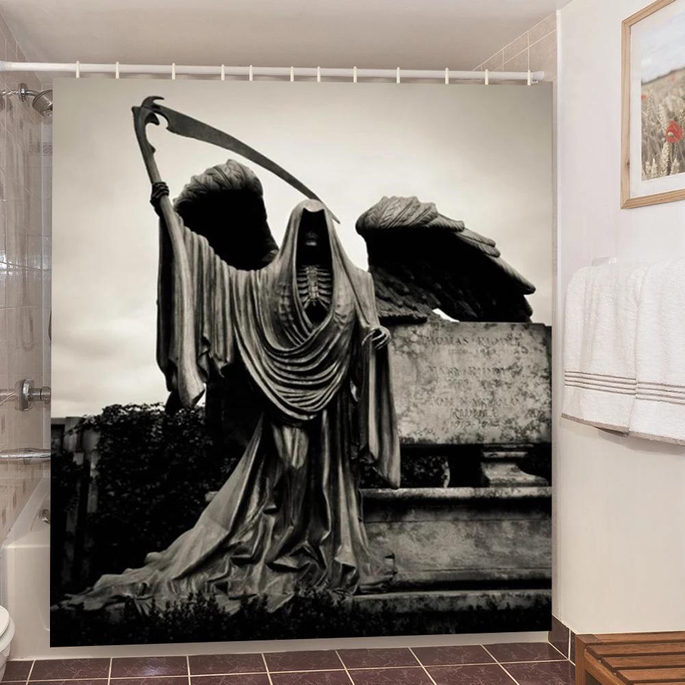 Skull Shower Curtain Waterproof Polyester Fabric Gothic Halloween Sexy Woman Love Print Shower Curtain Cortina De La Ducha