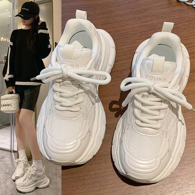 Mesh Platform Dad Shoes Women's 2025 Spring New Small Man Height Increase Versatile Running Sports Casual Shoes Tide