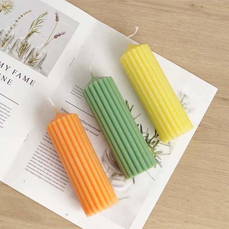 Striped Peaked Cylindrical Plastic Candle Molds DIY Coarse Gear Column Aromatherapy Candles Making Supplies Acrylic Mold Kit