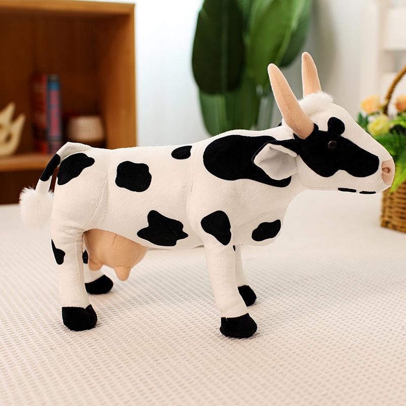 

Cartoon Simulation Cow Doll Plush Toy Doll Zodiac Cow Rag Doll Big Horn Cow Ranch Props length about 38cm-0.31kg