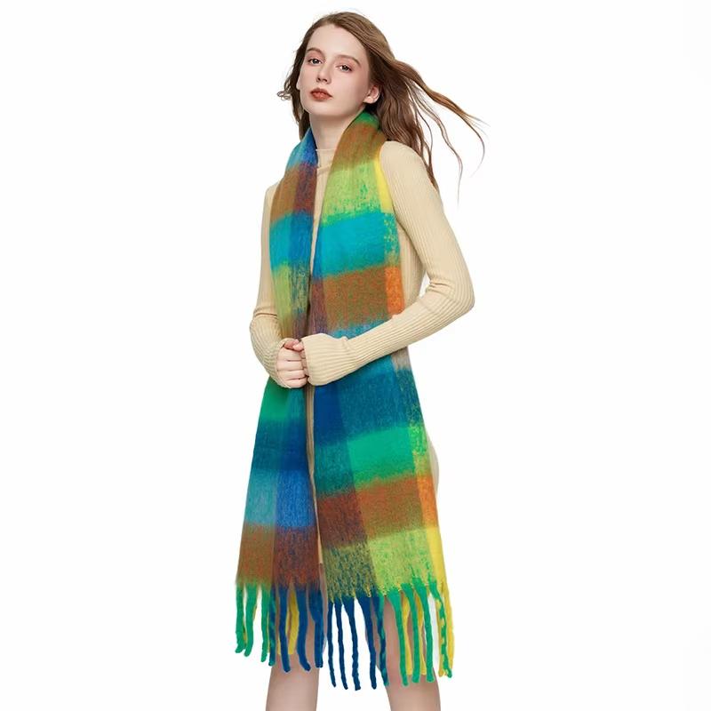 Winter Scarf Men Women Cashmere Warm Rainbow Hairy Pashmina Blanket Wraps Female Thick Soft Bufanda Tassel Shawl Poncho Echarpe