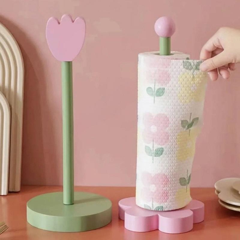 1 pezzo Nuovo Creativo Pratico Cucina Casa Forma Fiore Legno Senza Foratura Rotolo Carta Asciugamani Carta Portaoggetti
