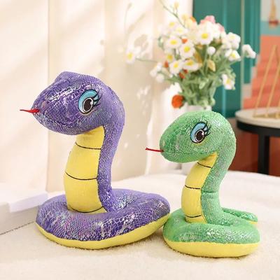 Alaycı Komik Payetli Yılan Peluş Bebek Yılan Aksiyon Figürü Yumuşak Oyuncak Çok Renkli Eğlenceli Ev Dekoru Atma Yastığı Kız Erkek Doğum Günü Hediyesi