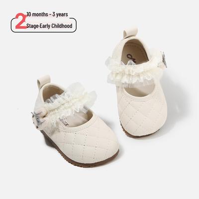 Spring 2026 Girls' Soft Sole Korean-Style Mary Jane Shoes with Lace Trim