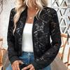 Neue Elegante Damen Jacquard Spitze Perspektive Reißverschluss Kurze Jacke Obermantel