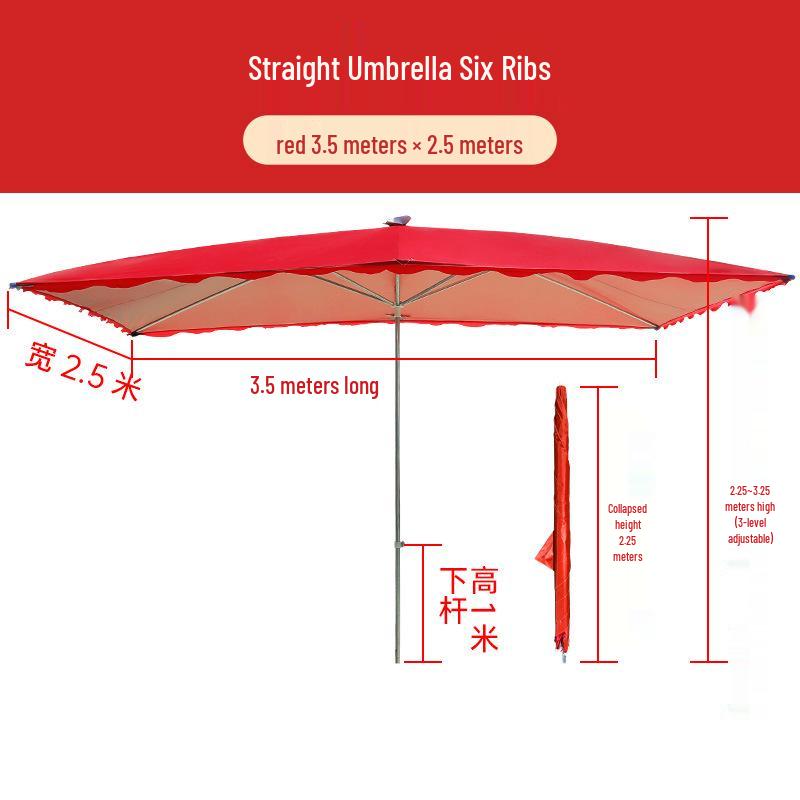Large Rectangular Folding Patio Umbrella with Canopy Sun Protection