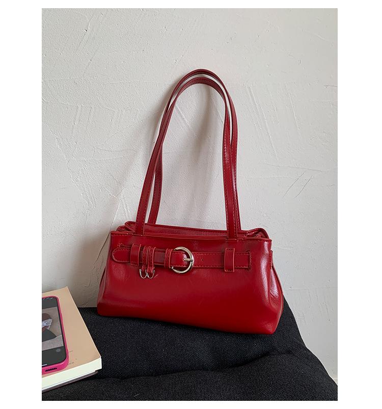 

2025 новая сумка подмышку в стиле ретро с мягкой лицевой стороной, модная и простая женская сумка через плечо, нишевая сумка-тоут класса люкс красный