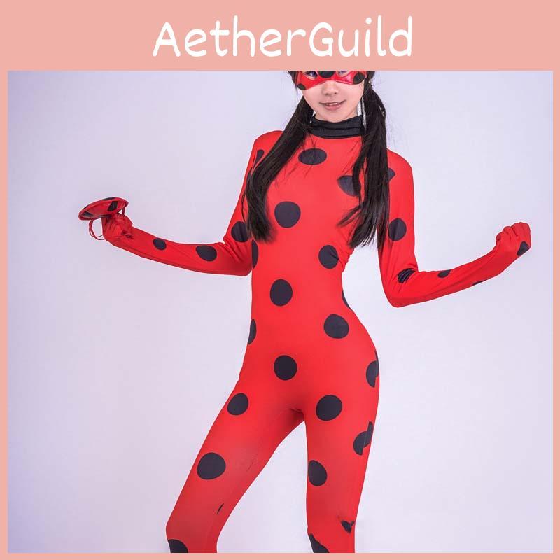 Costume Ladybug Cosplay Kids Adult Jumpsuit Outfits Halloween Christmas Party