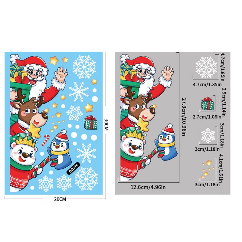 Merry Christmas Window Stickers Santa Claus Elk Snowman Designs For Home 2026 Party Supplies Ornaments Removable Wall Decals
