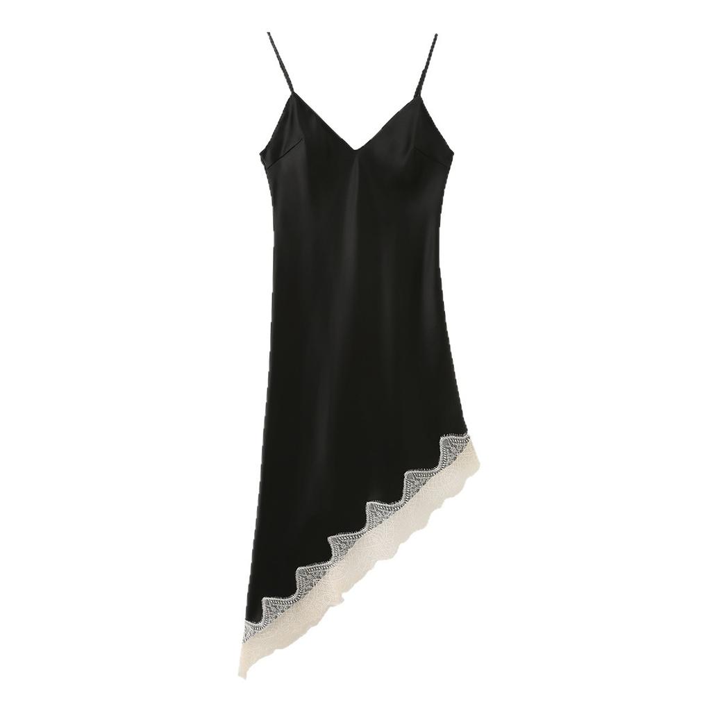 Summer New French Sexy Pure Desire Style Lace Texture Silk Satin Texture Thin Dress