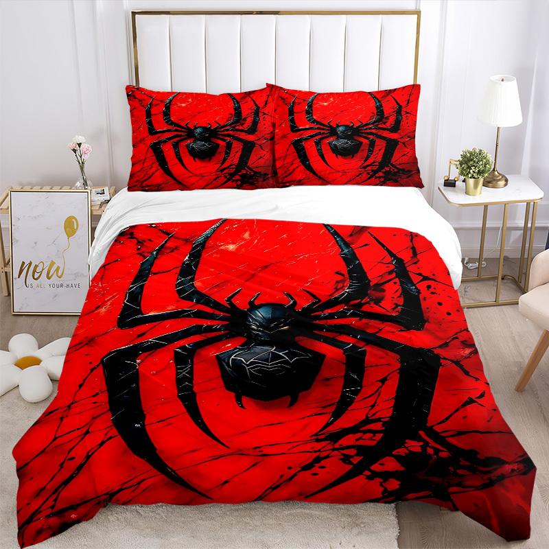 3pcs Spider Symbol Bedding Set, Includes Without Pillow Inserts, Soft Comfortable Bedding Set,All-Season Use a0924078
