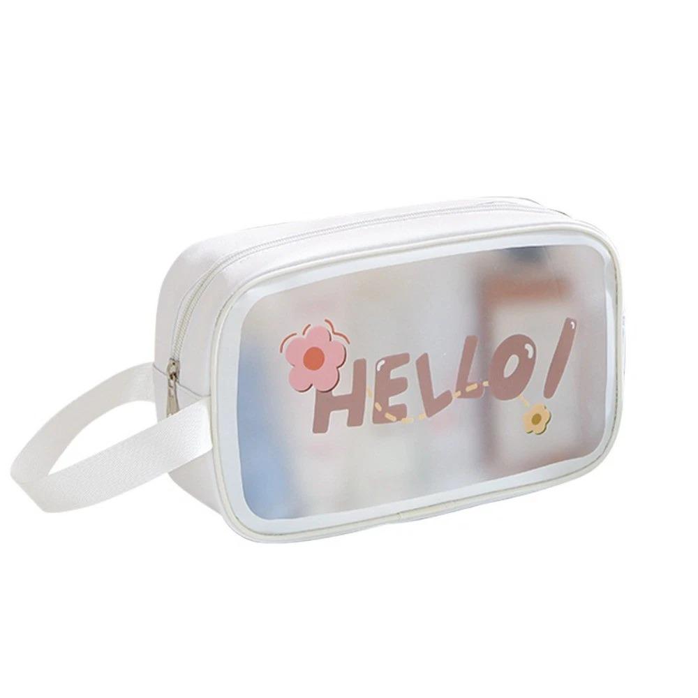 Cute PVC Cartoon Cosmetic Bag Large Capacity Swimming Beach Bag Toiletry Storage Bag Translucent Waterproof Travel Makeup Bag
