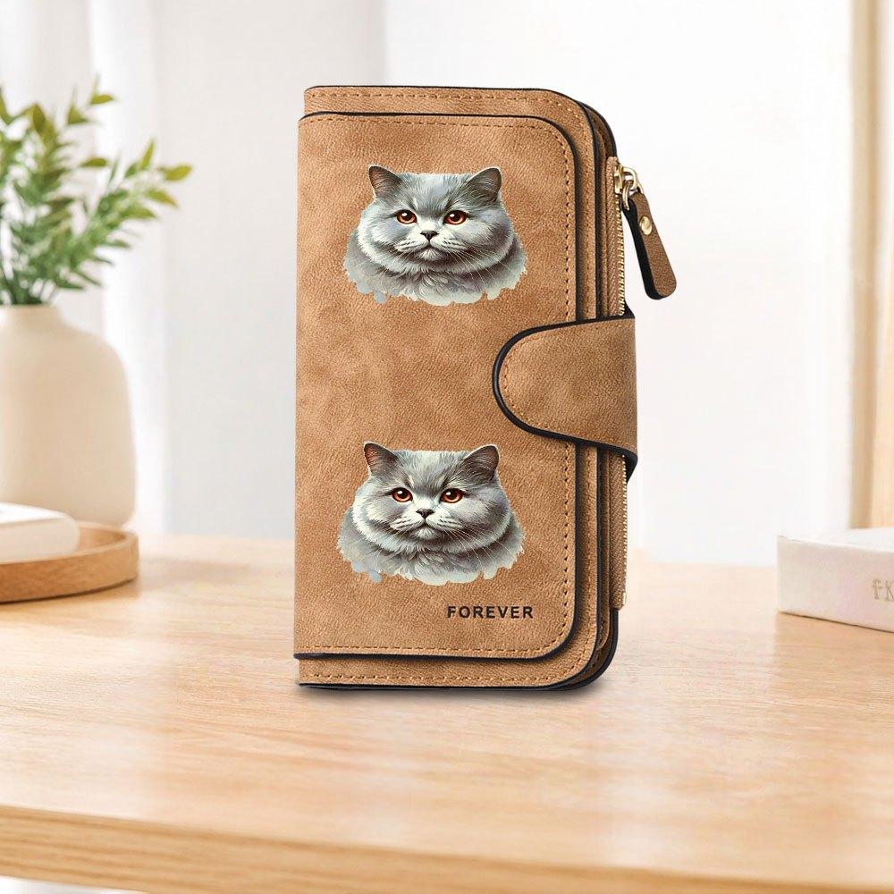 British Shorthair Cat Long Zipper Wallet, Large Capacity Card Holder, Unisex Clutch Bag, Fashionable Zipper Coin Purse, Suitable for Daily Use, A
