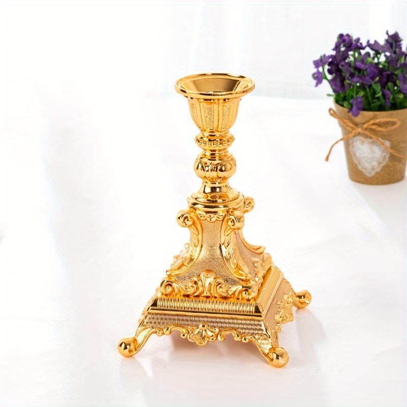 

1Pc Elegant European Classic Single Candlestick Holder, Metal Tabletop Decorative Centerpiece for Home and Wedding Decor золотистый
