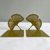 Stylish L-shaped Folding Bookends Hollow Out Metal Book Rack Ginkgo Leaf Bookshelf  Students