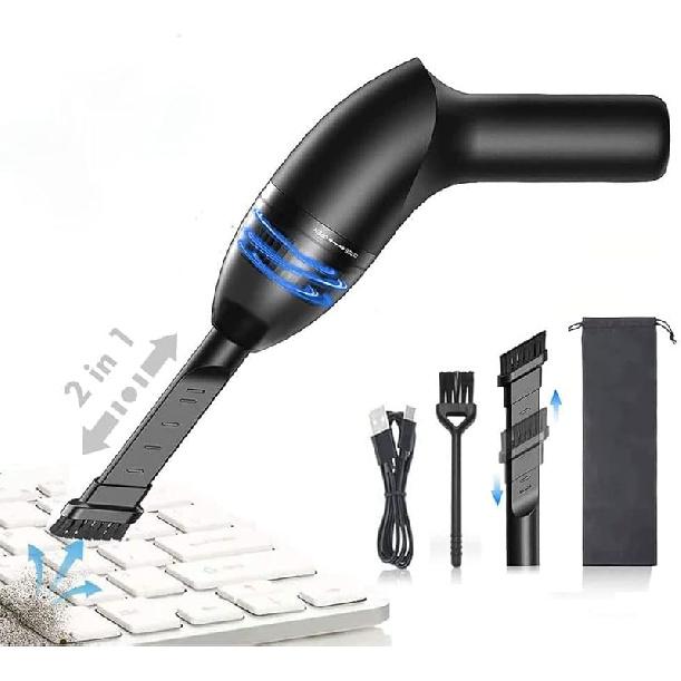 [Ulepszenie] Mini Odkurzacz Bezprzewodowy Odkurzacz do Klawiatury Akumulatorowy, do Czyszczenia Kurzu, Włosów, Okruchów, Ścinków z Gumki, Laptopa, Domku dla Zwierząt, Maszyny do Szycia