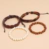 New Vintage Retro Braided Personality Leather Jewelry Simple Fashion 4 Pieces Set Unisex Wrap Geometric Bracelet