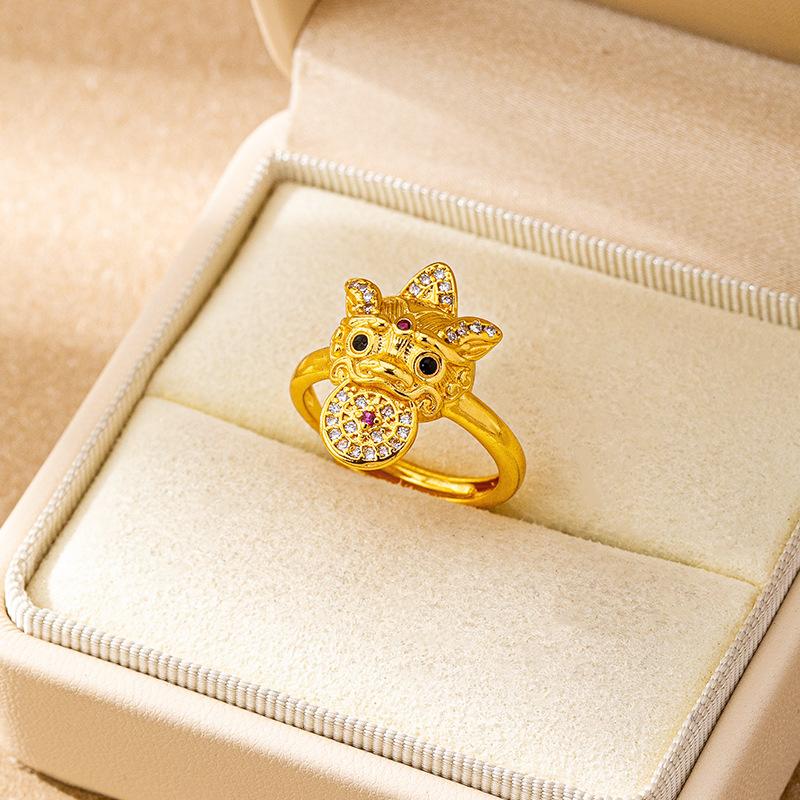 National Trend Ancient Fasha Ring Retro Coin Pixiu Index Finger Ring for Women