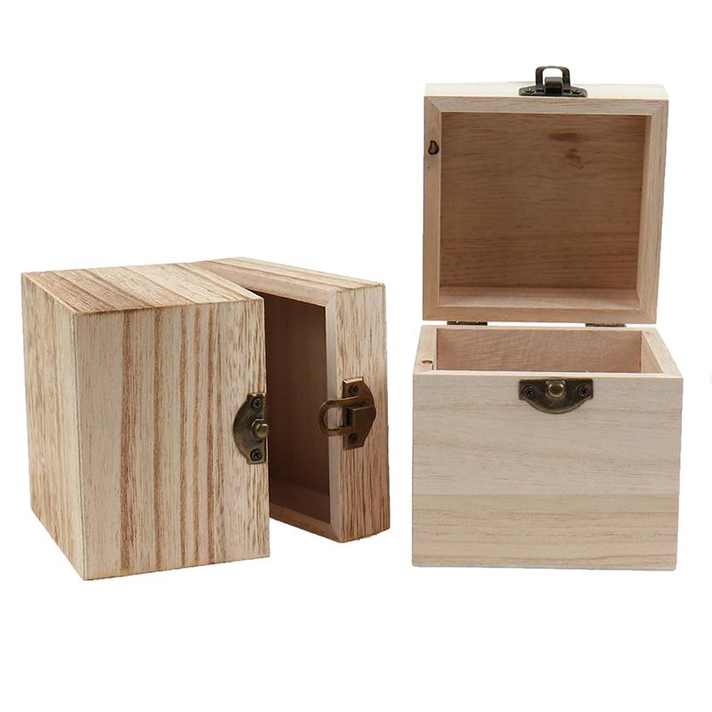 Retro Jewelry Box Organizer Box Natural Wood Clamshell Storage Rectangle Case