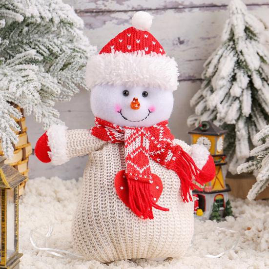 Christmas Doll Knitted Candy Bag Reusable Drawstring Gift Bag Santa Claus Snowman Shape Holiday Party Favor Bag