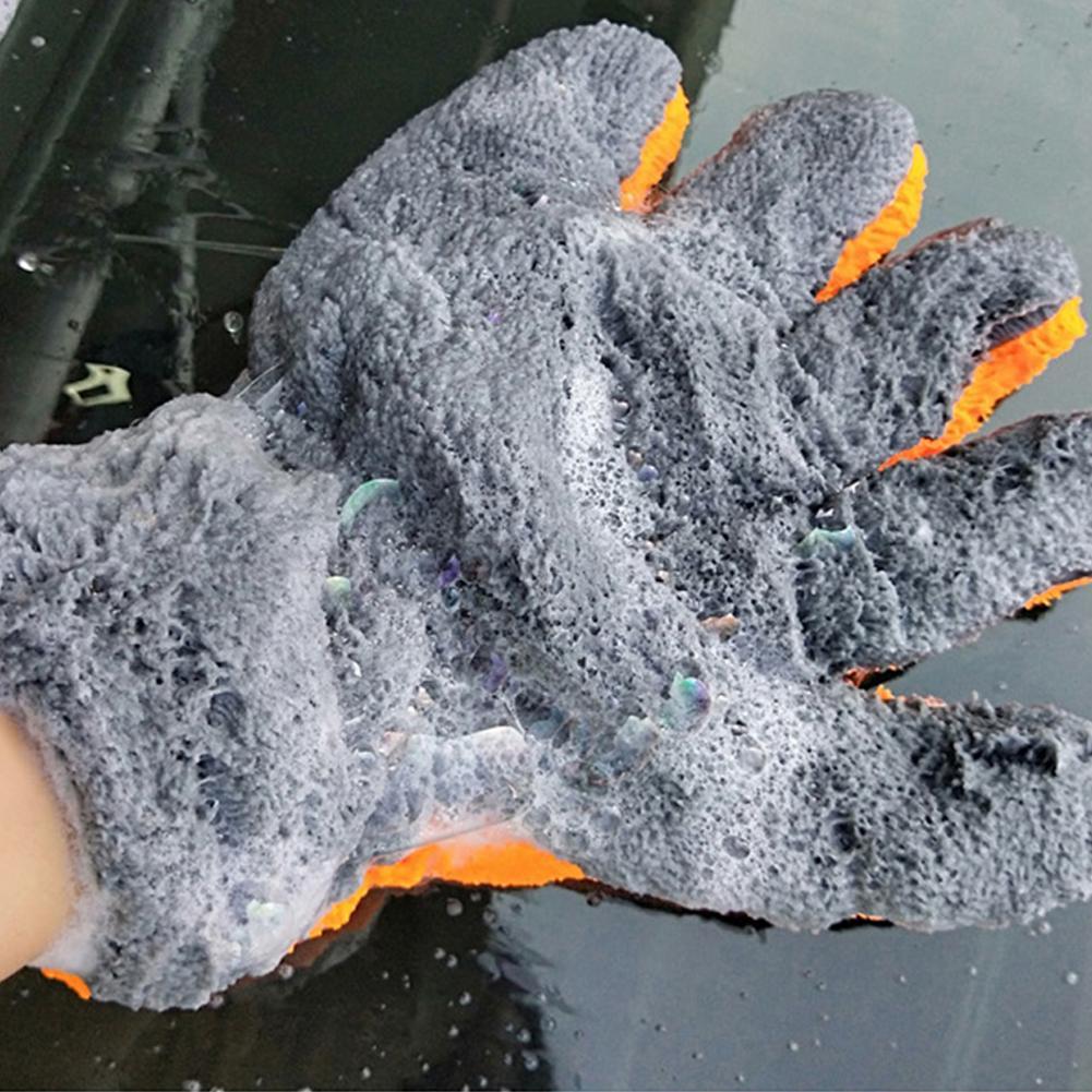 Double-Sided Coral Fleece Car Cleaning Gloves Scratch-Free Wash Five-Finger Design for Car Glass Wheels Cleaning Towel Gloves