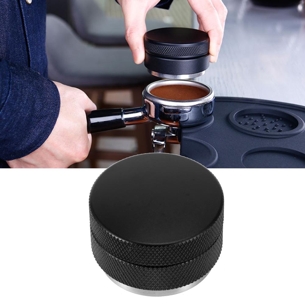 Höhenverstellbarer Kaffeetamper-Verteiler-Leveler aus Edelstahl mit rutschfestem Gewinde(51mm Gewinde Boden Schwarz )